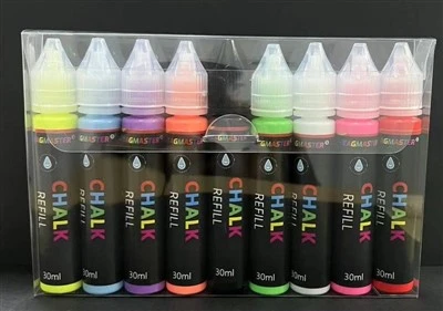 Tagmaster 30ml Sıvı Tebeşir Yedek - Işıklı Tahtalar, Aynalar, Akrilik Teşhir Panoları, Cam Fayanslar, Kara Tahtalar ve Pürüzsüz Emici Olmayan Yüzeyler için Mükemmel