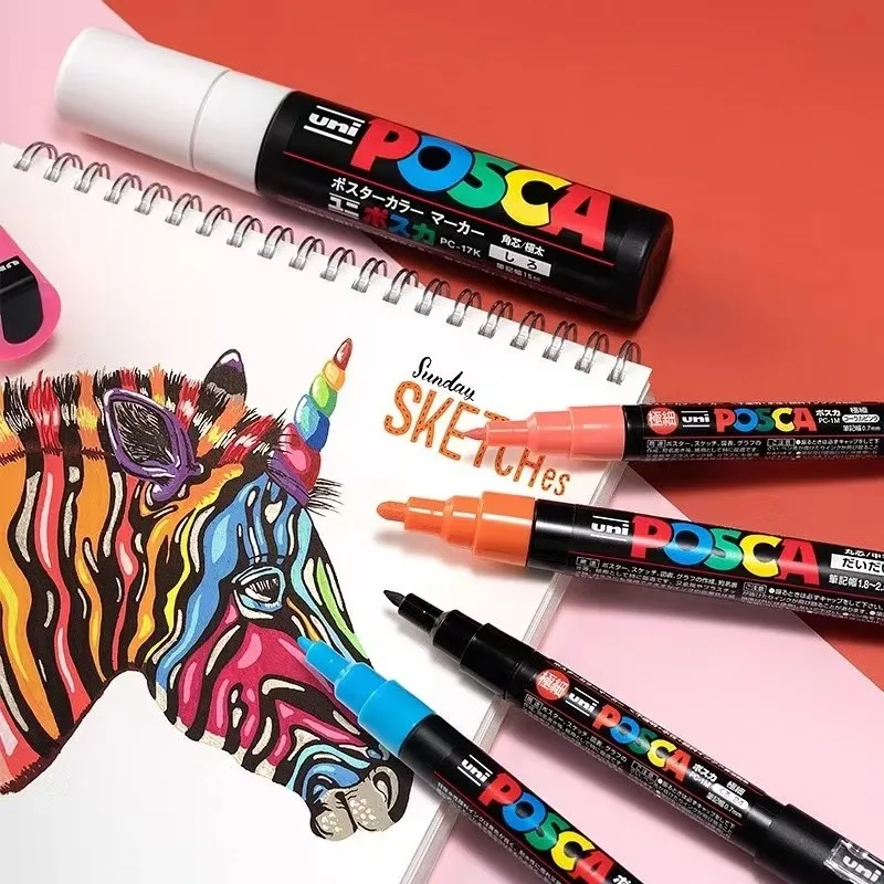 UNI POSCA Paint Marker Set – Multiple Sizes (0.7mm, 3mm, 5mm, 8mm, 15mm) For Versatile Creativity